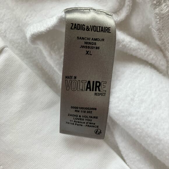 Zadig & Voltaire Sanchi Amour Wings Logo Hoodie Size XL White Rainbow - Picture 6 of 7